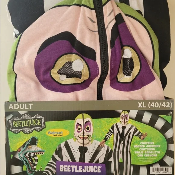 Rubies Beetlejuice Halloween Costume Hooded Jumpsuit Cosplay Adult  XL 40/42 Men - Picture 5 of 11